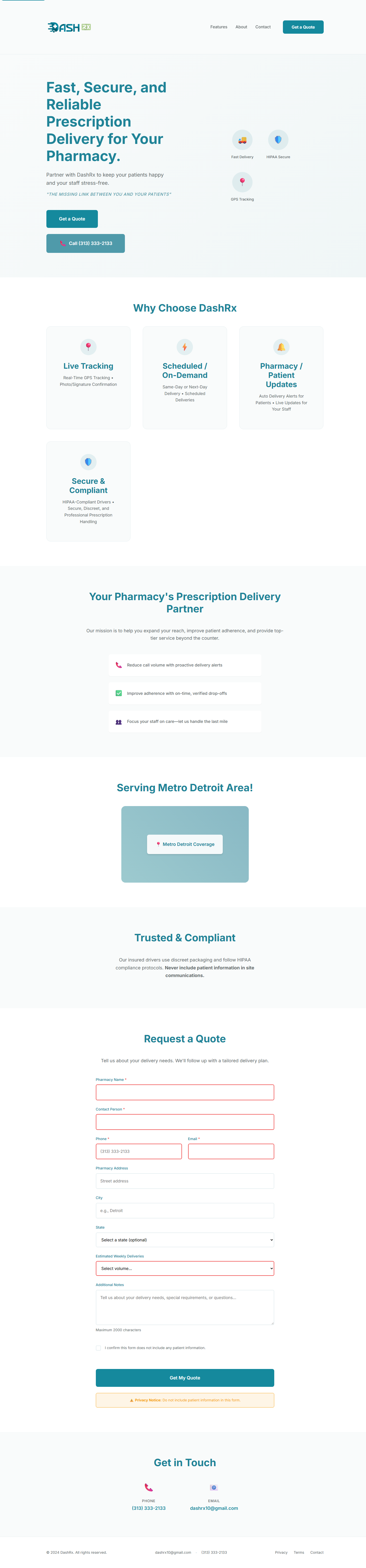 DashRx Delivers website screenshot